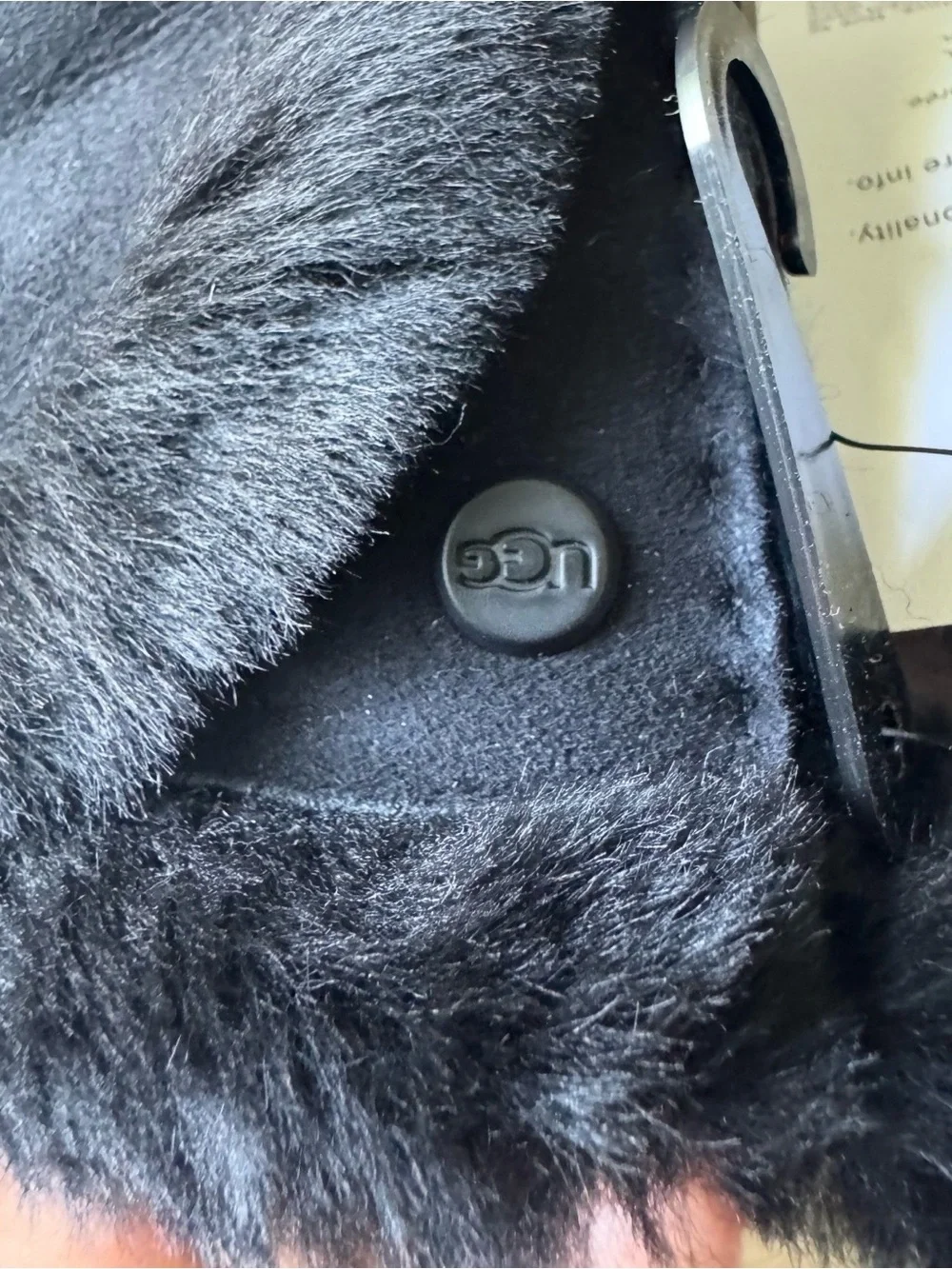 UGG Black Suede-Look Faux Fur Trim Women's Gloves